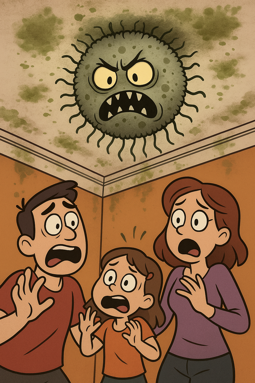 Animated Mold Spore Terrorizing a Family