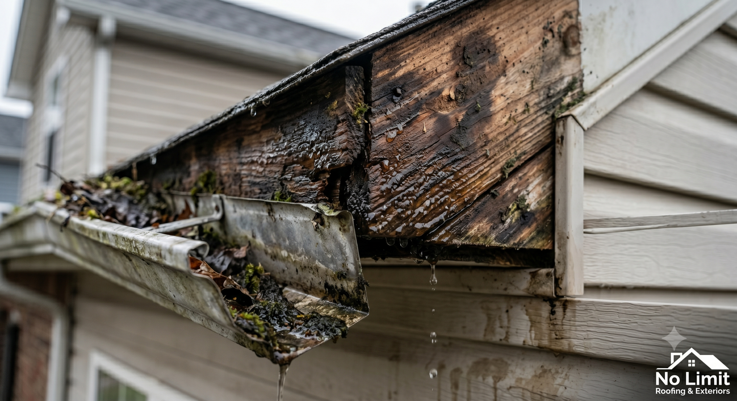 Rotten Fascia Wood from Clogged Gutters